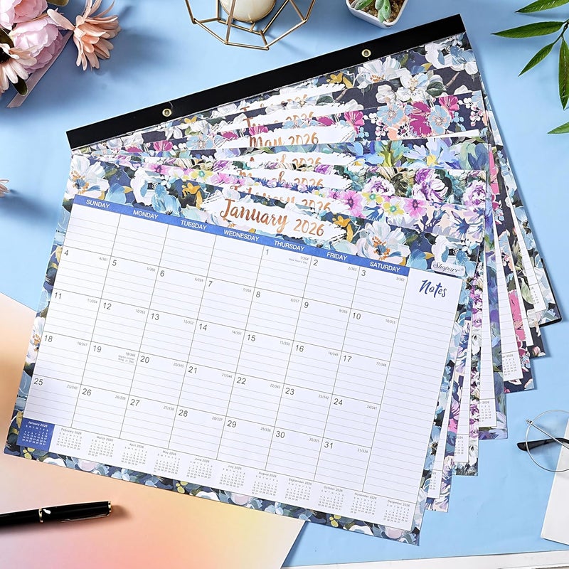 Shoparr Desk Calendar 2025-2026 - JUL 2025 - DEC 2026, Calendar 2025-2026, Large Desk Calendar with Corner Protectors, 18-Month Calendar with Reference Calendars, for Home & Office Organizing - Floral (17" x - Image 2