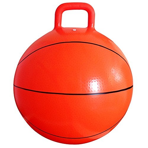AppleRound Space Hopper with Pump in Basketball Style 18in 45cm Diameter for Ages 37 Kangaroo Bouncer Hoppity Hippity Hopball Siton Bouncy Ball with Handle - Image 1