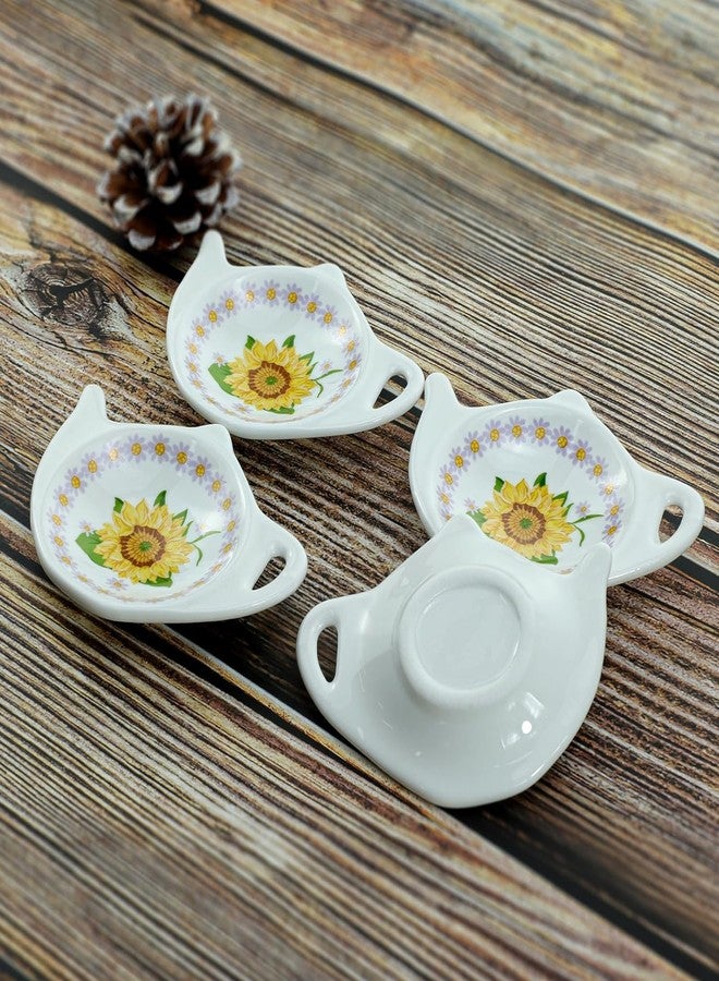 SOCOSY Vintage Sunflower Ceramic Tea Bag Coasters Spoon Rests Teabag Resting Caddy Holder Saucer Set, Tea Coffee Accessories, Seasoning Dishes, Keep Your Tea Time Tidy and Organized-Sunflower-10 PCS - Image 5