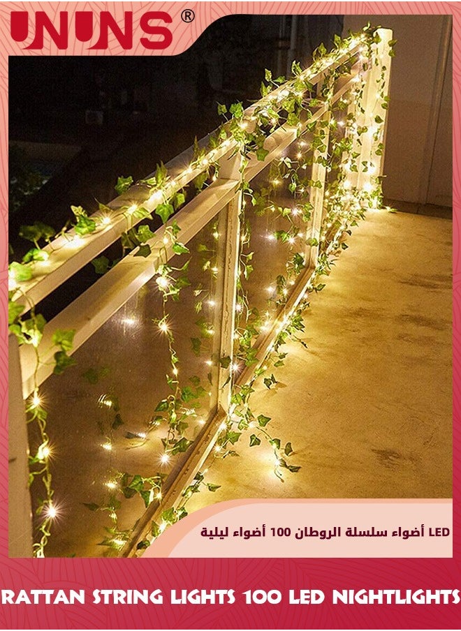 UNUNS Ivy String Lights,Rattan String Lights Outdoor 100 LED 2M Artificial Plants String Lights,Garland Vines Lights Decorative,USB Hanging Ivy Lights For Bedroom Wedding Party Holiday Garden Patio Decor  - Image 5