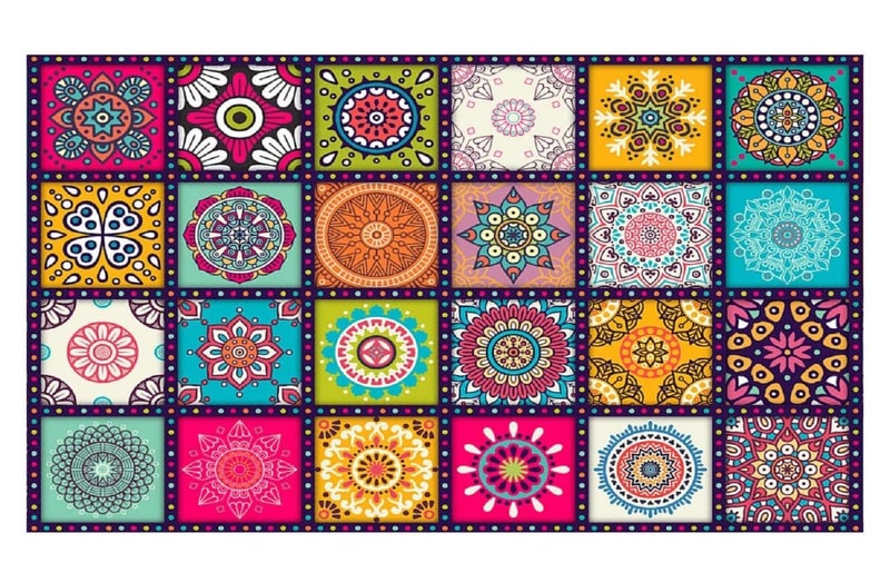 Akki World Mandala Multi for Kitchen - Tiles Stickers for Wall - Kitchen Tiles Stickers Oil Proof - Backsplash Tile Stickers for Kitchen Wallpaper Oil Proof Waterproof (Size - 50CM X 68CM) - Image 2