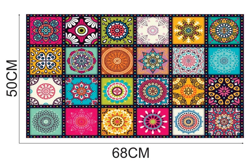 Akki World Mandala Multi for Kitchen - Tiles Stickers for Wall - Kitchen Tiles Stickers Oil Proof - Backsplash Tile Stickers for Kitchen Wallpaper Oil Proof Waterproof (Size - 50CM X 68CM) - Image 3
