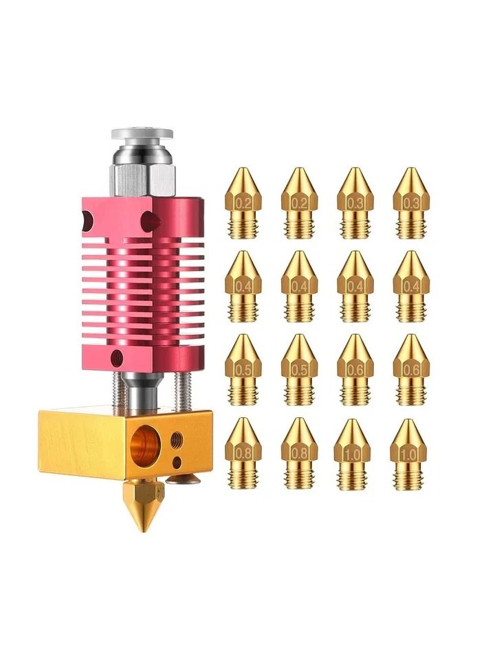 1-Set 3D Printer Extruder Hotend with 16 Pieces 3D Printer Extruders Brass Nozzles,Metal Hotend Kit for CR-10, CR10, CR10S, Ender 3, Ender 3 pro, Ender 5 - Image 1