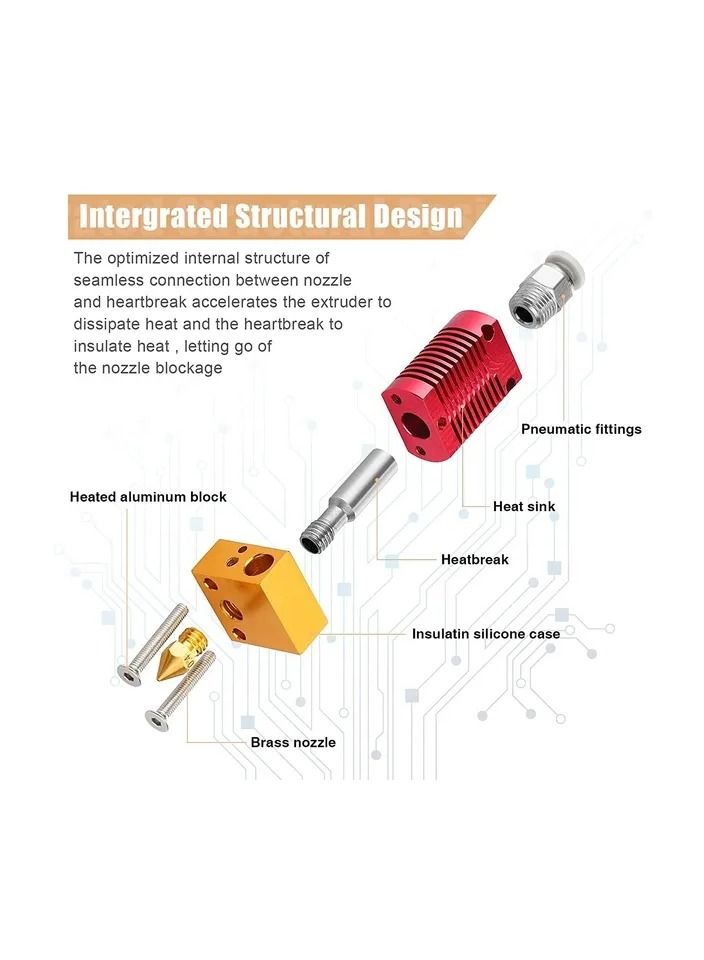 1-Set 3D Printer Extruder Hotend with 16 Pieces 3D Printer Extruders Brass Nozzles,Metal Hotend Kit for CR-10, CR10, CR10S, Ender 3, Ender 3 pro, Ender 5 - Image 3