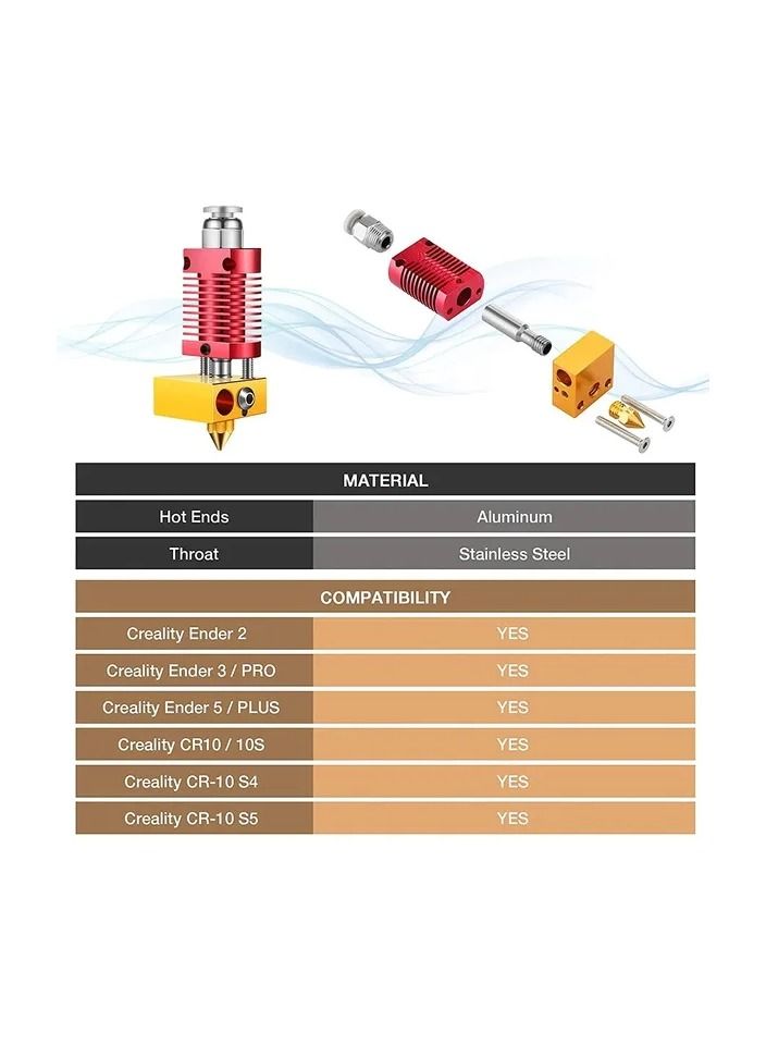 1-Set 3D Printer Extruder Hotend with 16 Pieces 3D Printer Extruders Brass Nozzles,Metal Hotend Kit for CR-10, CR10, CR10S, Ender 3, Ender 3 pro, Ender 5 - Image 4