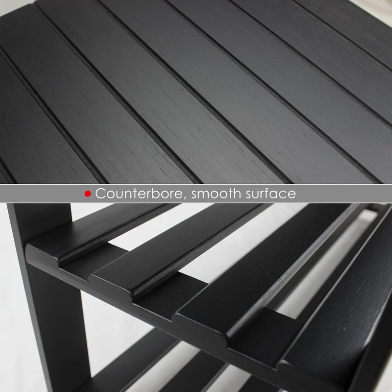 SMIBUY مقعد أحذية خيزران من SMIBUY من 3 طبقات للمدخل، 86 × 28.5 × 45.5 سم، الممر، الحمام، غرفة المعيشة (أسود) - Image 5