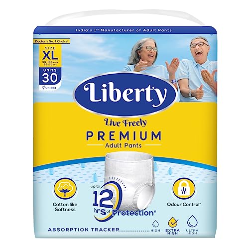 Liberty Premium Adult Diaper Pants, Extra Large (XL) 30 Count, Waist Size (96-165cm | 38-65 inches), Unisex, Leak Proof, Extra Elastics, High Absorbency, 12 Hrs protection, Pack of 1 - Image 1