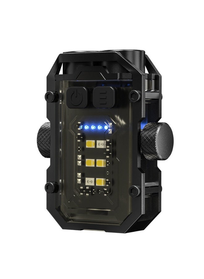 ماركة غير محددة فلاش ضوء صغير قوي، مصباح EDC LED صغير قوي، مع ضوء فلاش أحمر وأزرق، فلاشات محمولة قابلة للشحن عبر USB-C للحمل والتخييم والطوارئ 