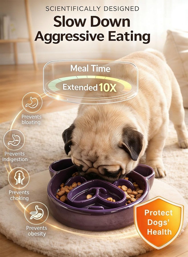 SIUPER Cute Ceramic Slow Feeder Dog Shape, 1.5 Cups Pet Food Bowl for Small & Medium Breed. Bite-Resistant, Dishwasher Safe, Maze Design to Prevent Fast Eating, Bloat, Choking. Gift for Dog Lovers - Image 3