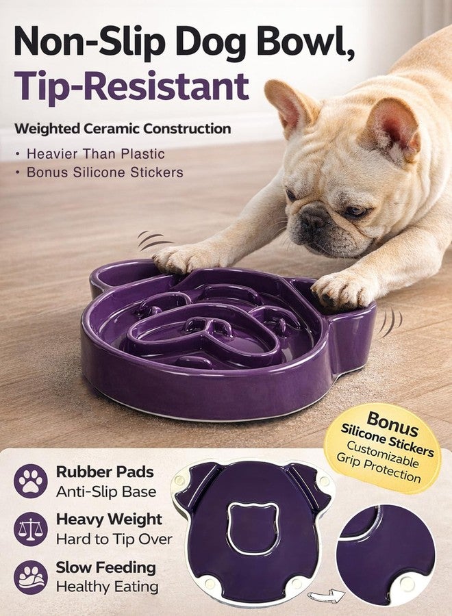 SIUPER Cute Ceramic Slow Feeder Dog Shape, 1.5 Cups Pet Food Bowl for Small & Medium Breed. Bite-Resistant, Dishwasher Safe, Maze Design to Prevent Fast Eating, Bloat, Choking. Gift for Dog Lovers - Image 4