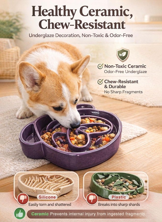 SIUPER Cute Ceramic Slow Feeder Dog Shape, 1.5 Cups Pet Food Bowl for Small & Medium Breed. Bite-Resistant, Dishwasher Safe, Maze Design to Prevent Fast Eating, Bloat, Choking. Gift for Dog Lovers - Image 2