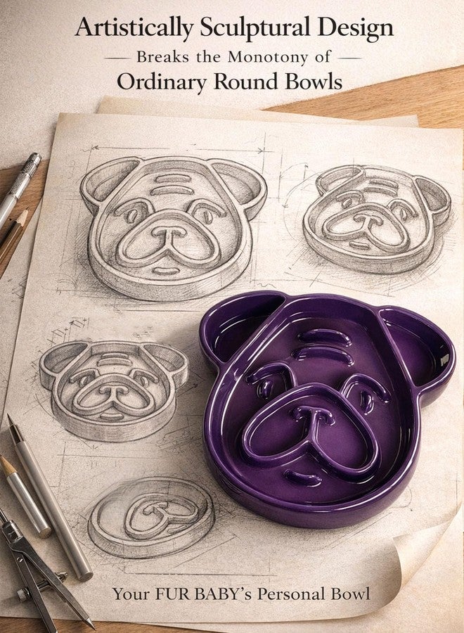 SIUPER Cute Ceramic Slow Feeder Dog Shape, 1.5 Cups Pet Food Bowl for Small & Medium Breed. Bite-Resistant, Dishwasher Safe, Maze Design to Prevent Fast Eating, Bloat, Choking. Gift for Dog Lovers - Image 5