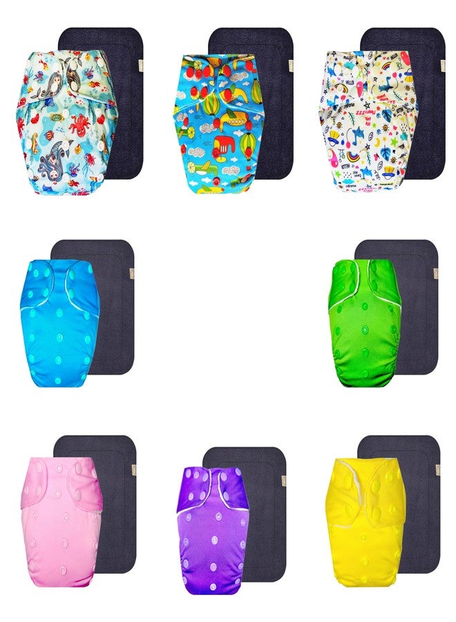 Dumbledo Premium Cloth Diaper with Gray Insert (Pack of 8) | Snug Fit | Leakproof | Quick Dry | Everyday Diapering Essential | 3 Months - 3 Years | Unisex Baby - Image 1