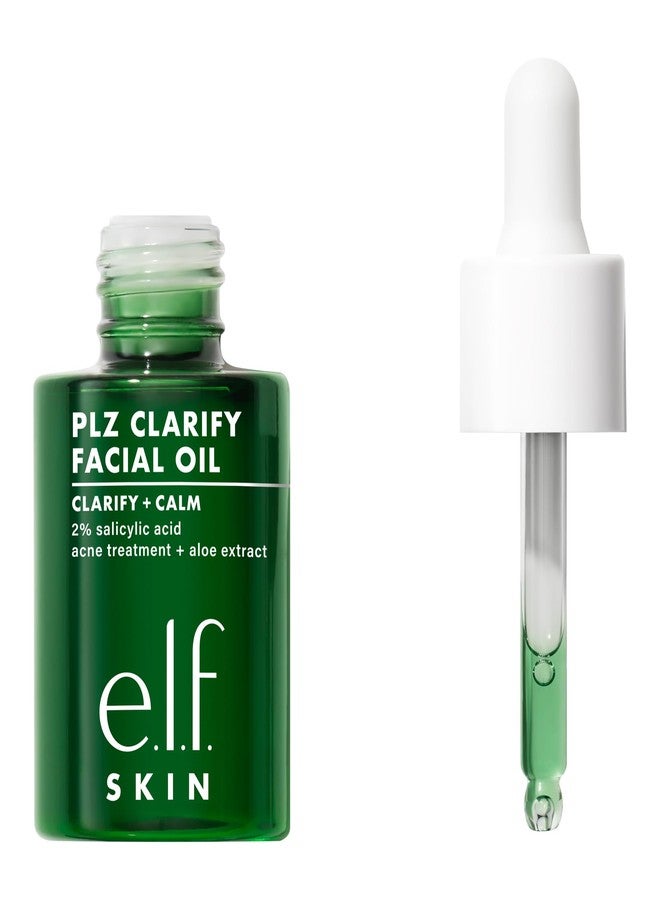 elf e.l.f. SKIN PLZ Clarify Facial Oil, Face Oil For Treating & Preventing Acne, Helps Calm Redness, Made with Salicylic Acid, Vegan & Cruelty-Free, 1 oz - Image 1