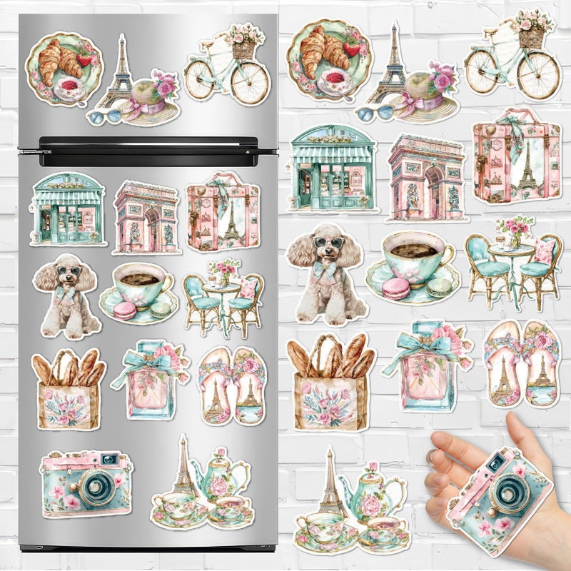 Paris Collection, Refrigerator Magnet, Magnetic Fridge Decor, Decorative Magnets, Strong Magnet, Magnetic Stickers, Fridge Magnet Set, Cute Refrigerator Magnets, Funny Magnets 14 Pieces