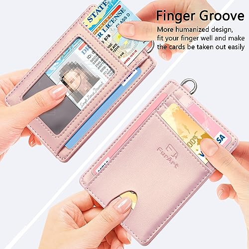 FurArt محفظة فورا آرت النحيفة البسيطة، محافظ جيب أمامية، حجب RFID، حامل بطاقات ائتمان للرجال - وردي - Image 3