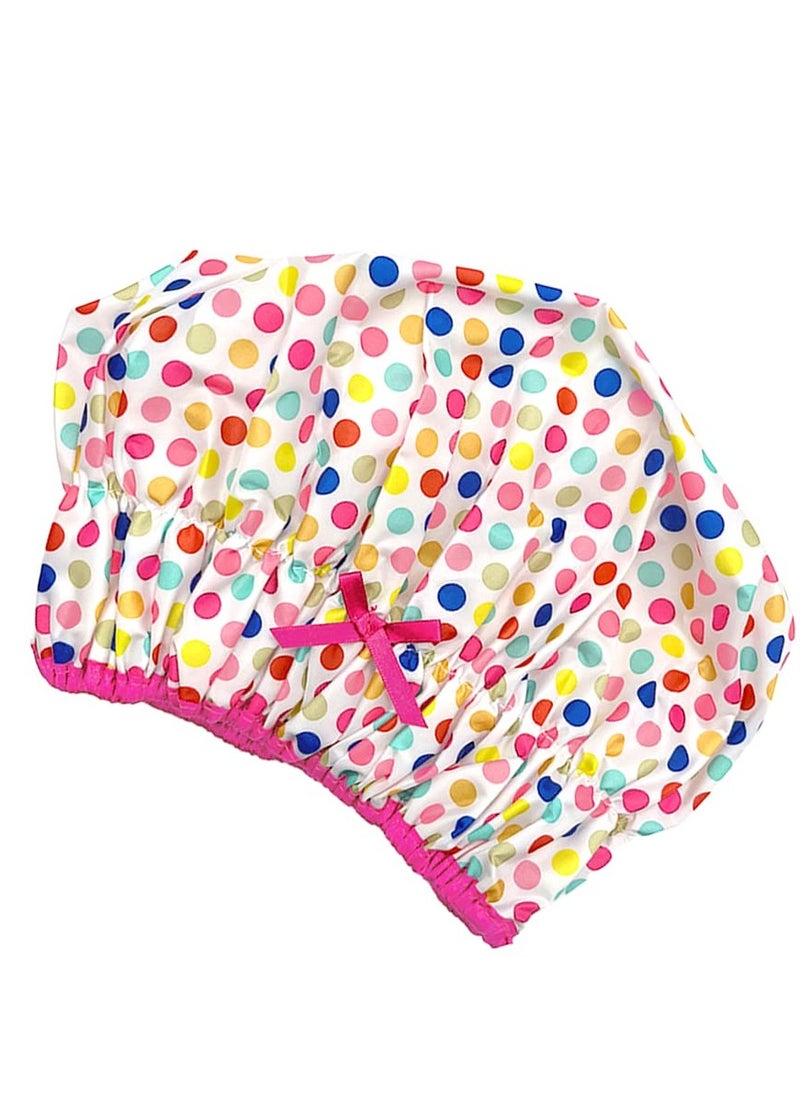 Betty Dain Reusable Shower Cap & Bath Cap & Lined, Oversized Waterproof Shower Caps Large Designed for all Hair Lengths with PEVA Lining & Elastic Band Stretch Hem Hair Hat - Fashionista Deco Dots  - Image 1