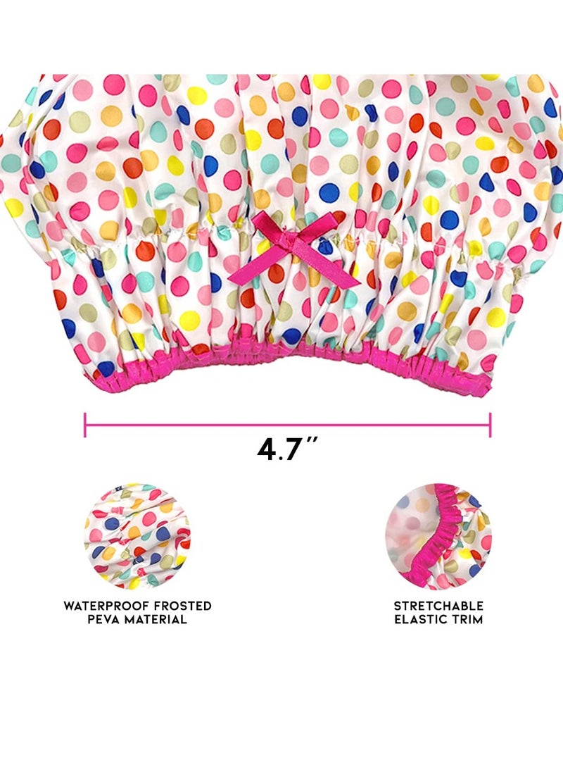 Betty Dain Reusable Shower Cap & Bath Cap & Lined, Oversized Waterproof Shower Caps Large Designed for all Hair Lengths with PEVA Lining & Elastic Band Stretch Hem Hair Hat - Fashionista Deco Dots  - Image 2