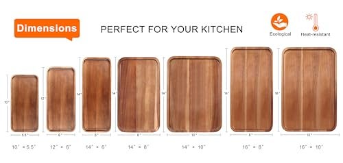 Ayiaren Small Wooden Platters Rectangle Mini Charcuterie Boards Acacia Wood Serving Trays Home Decor Cheese Board Cake Appetizer Plates Kitchen Charcuterie Platter for Food Dish Rectangular Dessert Snack Tray - Image 4