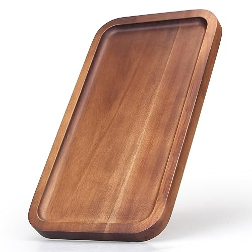Ayiaren Small Wooden Platters Rectangle Mini Charcuterie Boards Acacia Wood Serving Trays Home Decor Cheese Board Cake Appetizer Plates Kitchen Charcuterie Platter for Food Dish Rectangular Dessert Snack Tray - Image 1