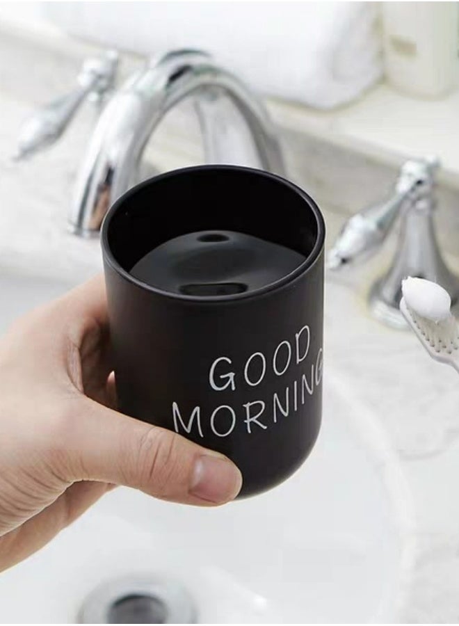 2pcs Couple Printed Toothbrush Holder Cup Black and White Color Food Grade Material BPA Free For Bathroom Vanity Countertop Daily Use 10x7.2x7.2 Cm - Image 5