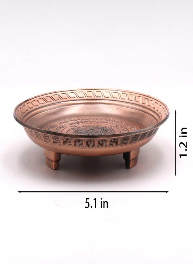 Amitofo Offering Bowl Prayer Ritual Plate - Bronze Material Three-Legged Design - Platewith Sanskrit 'Liberation Mantra' Engraving - Image 2