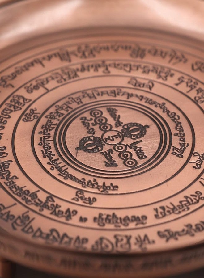 Amitofo Offering Bowl Prayer Ritual Plate - Bronze Material Three-Legged Design - Platewith Sanskrit 'Liberation Mantra' Engraving - Image 3