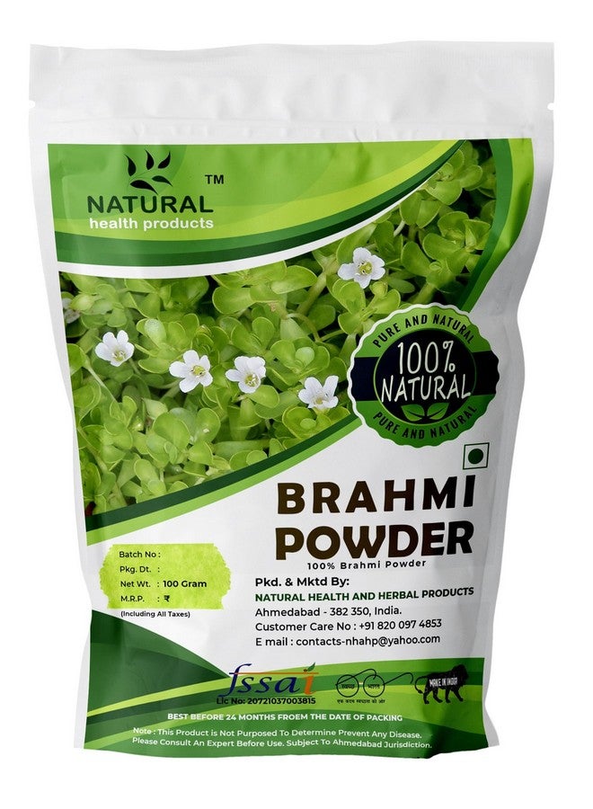 Natural Health Products Brahmi Powder For Brain, Memory, Edible, Drinking, Eating, Kids, Pure, Organic, Herbal, Hair Care(Growth, Strong, Silky & Smooth Hairs), Bacopa Monnieri, Pack(100Gm) Organic  - Image 1