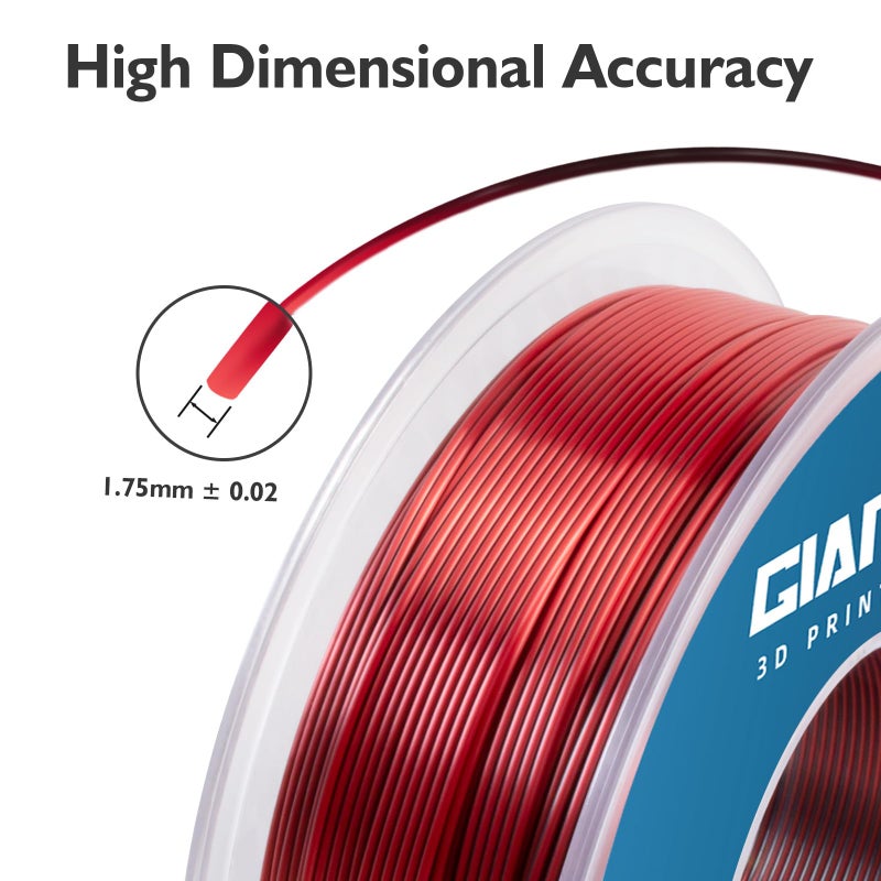 GIANTARM Dual Color PLA Filament, Silk PLA Filament 1.75mm +/-0.02mm,1KG Spool(2.2lbs) Vacuum Packaging, 3D Printing Filaments Fit Most FDM Printer - Image 2