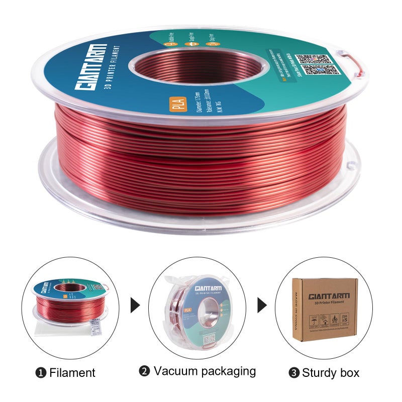 GIANTARM Dual Color PLA Filament, Silk PLA Filament 1.75mm +/-0.02mm,1KG Spool(2.2lbs) Vacuum Packaging, 3D Printing Filaments Fit Most FDM Printer - Image 4
