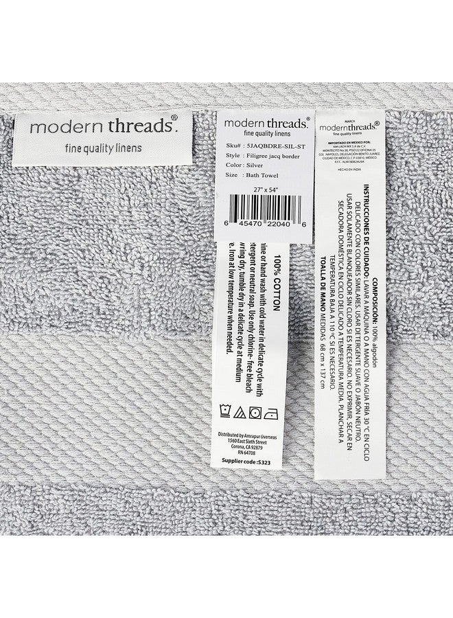 Modern Threads 600 GSM 6-Piece Towel Set with Filgree Jacquard Border, Silver - Image 3