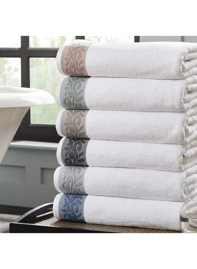 Modern Threads 600 GSM 6-Piece Towel Set with Filgree Jacquard Border, Silver - Image 2