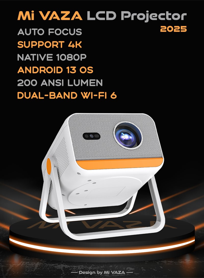 مي فازا بروجيكتور LCD HD - الأصلي 1080P - دعم 4K ، 8K - 200ANSI Lumen - التركيز التلقائي - أندرويد 13 - بروجيكتور فيلم مع واي فاي 5G وبلوتوث - مسرح منزلي متنقل - متوافق مع أندرويد / iOS / ويندوز / عصا التلفزيون / HDMI / USB / وحدة تحكم اللعبة - Image 1
