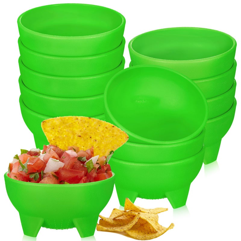 Maxcheck 12 Pcs Salsa Bowls for Party 45 Diameter Plastic Mexican Salsa Bowls Guacamole Cute Chips and Food Serving Dish for Party Fiesta Chip Dish food CandyGreen