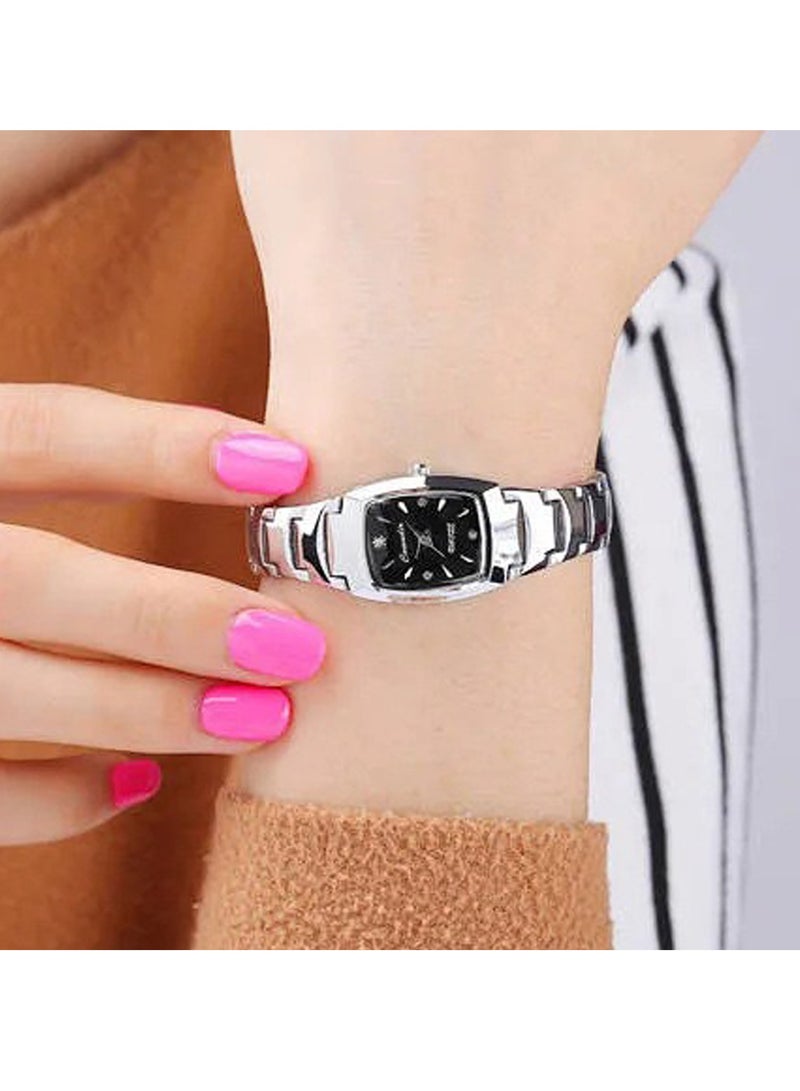 كومودير ساعة كوارتز نسائية باللونين الفضي والأسود أنالوج - Image 3