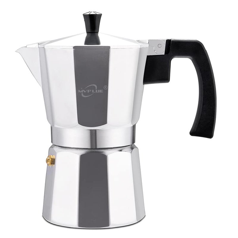 MVPLUE Classic Stovetop Espresso Maker 6 Cup Moka Pot Aluminum SilverPerfect Cuban Coffee Maker Make Delicious Coffee Easily at Home And Camping