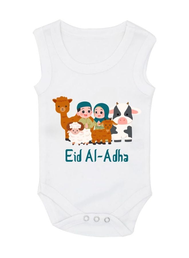 PRINTSHOP4ME Baby Bodysuits Newborn Eid Romper Sleeveless Envelope Neck Outfit Romper Bakra Eid Romper Eid-Al-Adha Mubarak With Family  - Image 1
