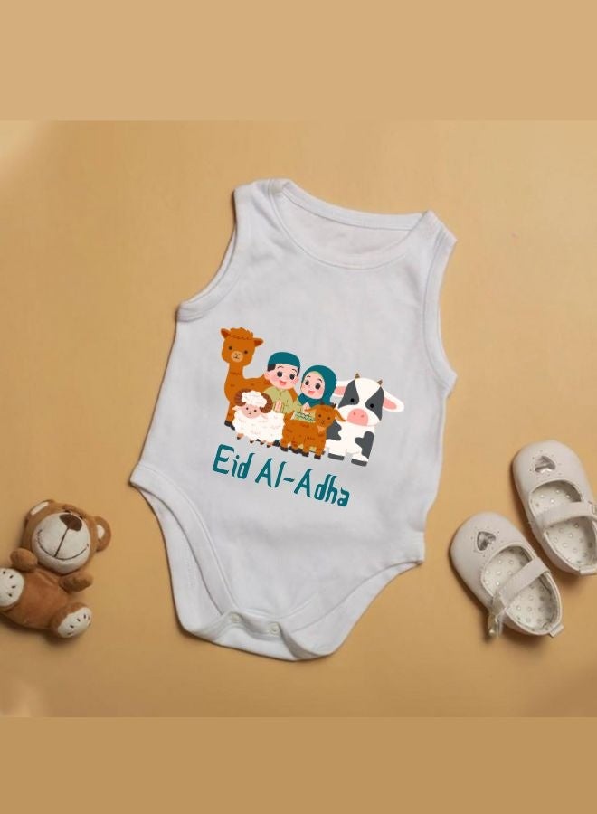 PRINTSHOP4ME Baby Bodysuits Newborn Eid Romper Sleeveless Envelope Neck Outfit Romper Bakra Eid Romper Eid-Al-Adha Mubarak With Family  - Image 5