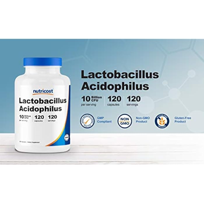 Nutricost Lactobacillus Acidophilus 10 Billion CFU, 120 Vegetarian Capsules - Image 3