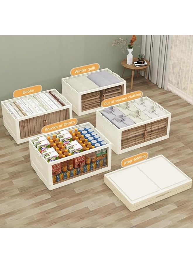Alissa Plastic Storage Cabinet Foldable Stackable Box, Bedside Organizer Desktop Storage Box, Bedroom/Living Room/Study Storage Box for Clothes Books Office Files Bathroom Kitchen Storage Bins - Image 5