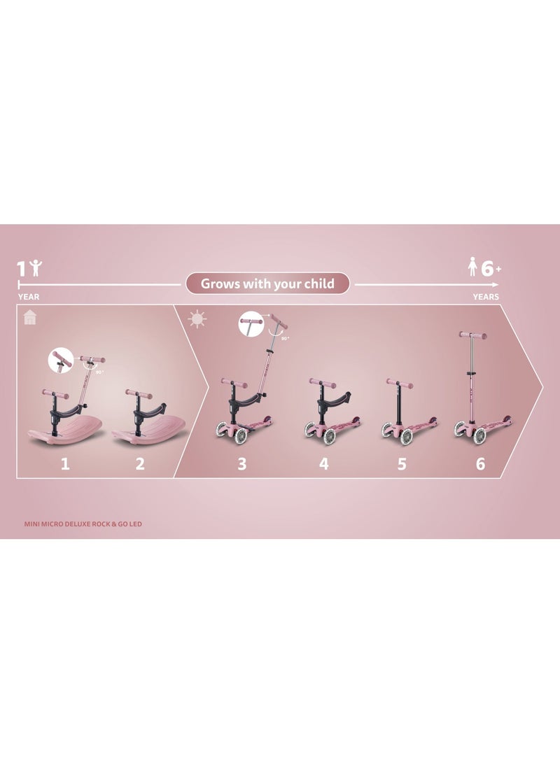 Micro Mini Micro Deluxe Rock & Go LED Dusty Rose | Deluxe Rock Scooter for Kids | Kids Scooter Deluxe Rock | Rock & Go LED Scooter - Image 5