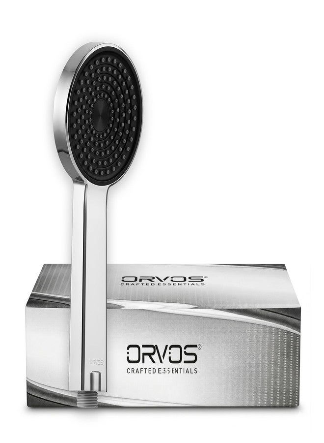 Orvos Hand Shower Single Mode- Orbit, Rounded 4x4 inches, Chrome Plated With High Grade Korean ABS material from LG, Black and Chrome Color, Head only, for high end luxury bathrooms - Image 1