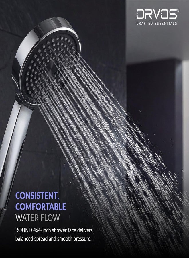Orvos Hand Shower Single Mode- Orbit, Rounded 4x4 inches, Chrome Plated With High Grade Korean ABS material from LG, Black and Chrome Color, Head only, for high end luxury bathrooms - Image 2