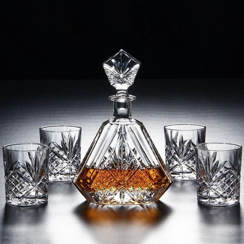 Generic Luxury Crystal Whiskey Decanter Set with 4 Glasses, 5-Piece .ho - Image 1