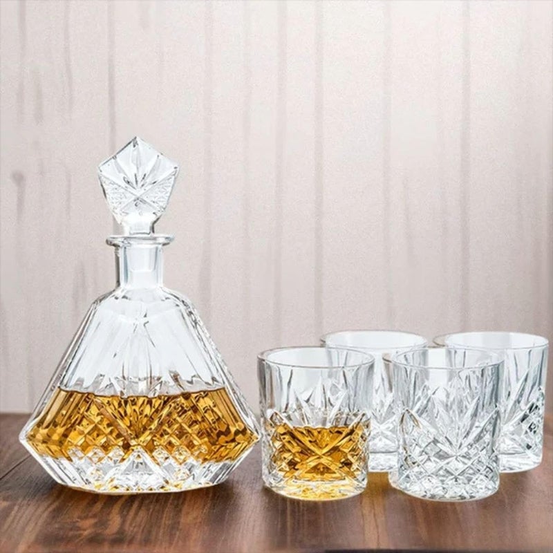 Generic Luxury Crystal Whiskey Decanter Set with 4 Glasses, 5-Piece .ho - Image 2