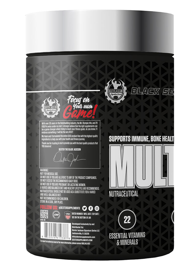 DEXTER JACKSON Black Series Multivitamin - 22 Essential Vitamins & Minerals, 500 mg CLA, 120 Tablets  - Image 2
