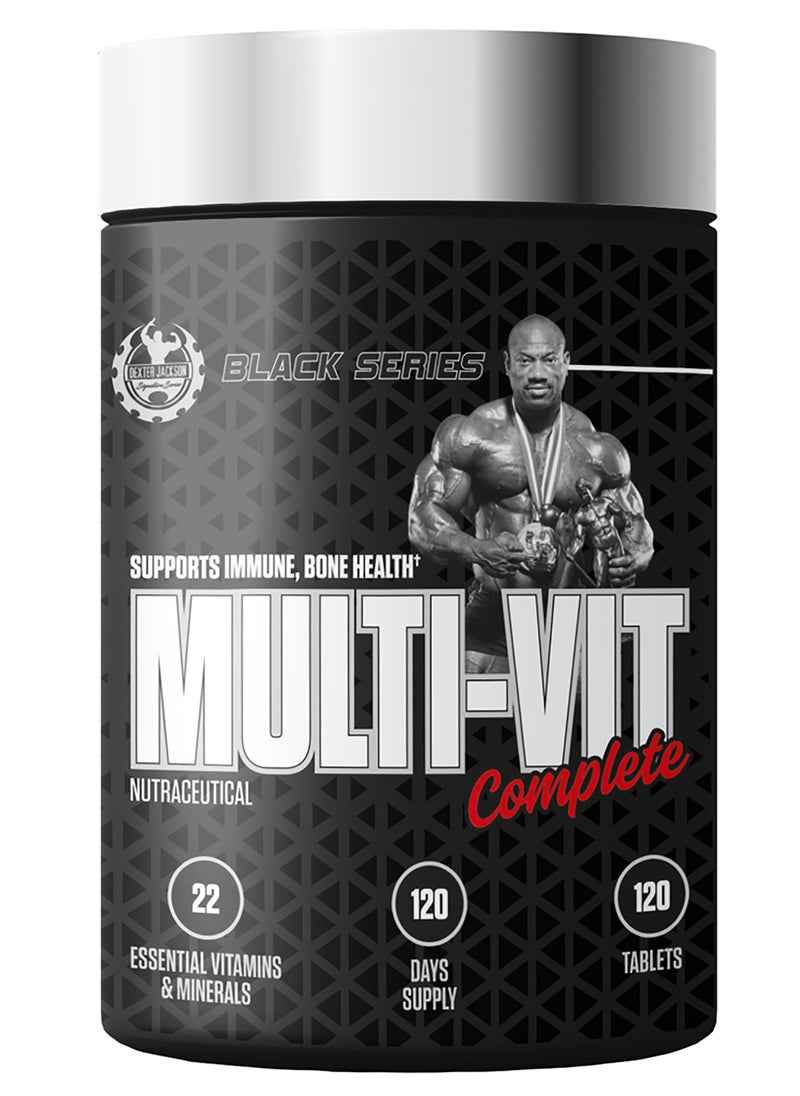 DEXTER JACKSON Black Series Multivitamin - 22 Essential Vitamins & Minerals, 500 mg CLA, 120 Tablets  - Image 1