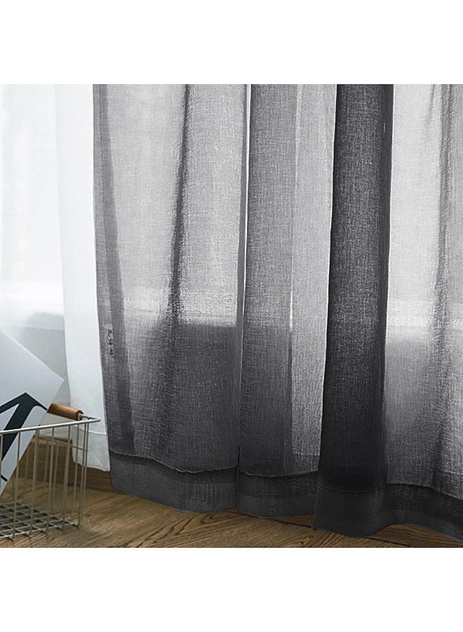 Sheer Curtains Living Room Rod Pocket Window Curtain Panels Bedroom Semi Sheer Voile Curtains Black (39''Wx98''L2 Panels)  - Image 5