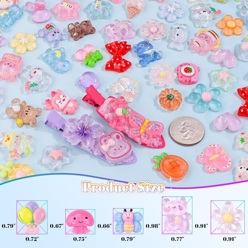 Glitzest 60PCS Slime Charms Jelly Cute Flatback Resin Charms for Slime, Random Kawaii Decoden Charm for Embellishments Phone Junk Case Charm Bulk, Scrapbooking Crafting & DIY Decor (Multicolor) - Image 2