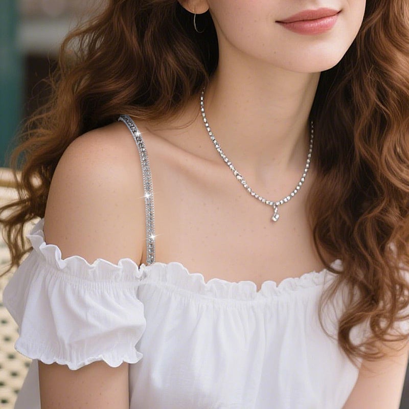 Aysatogc 1Pair Rhinestone Bra Straps, Rhinestones Bra Shoulder Chain for Wedding Prom Crystal Underwear Chain Bridal Wedding Dress Bra Shoulder Chains for Women Dress Accessories Jewelry - Image 4